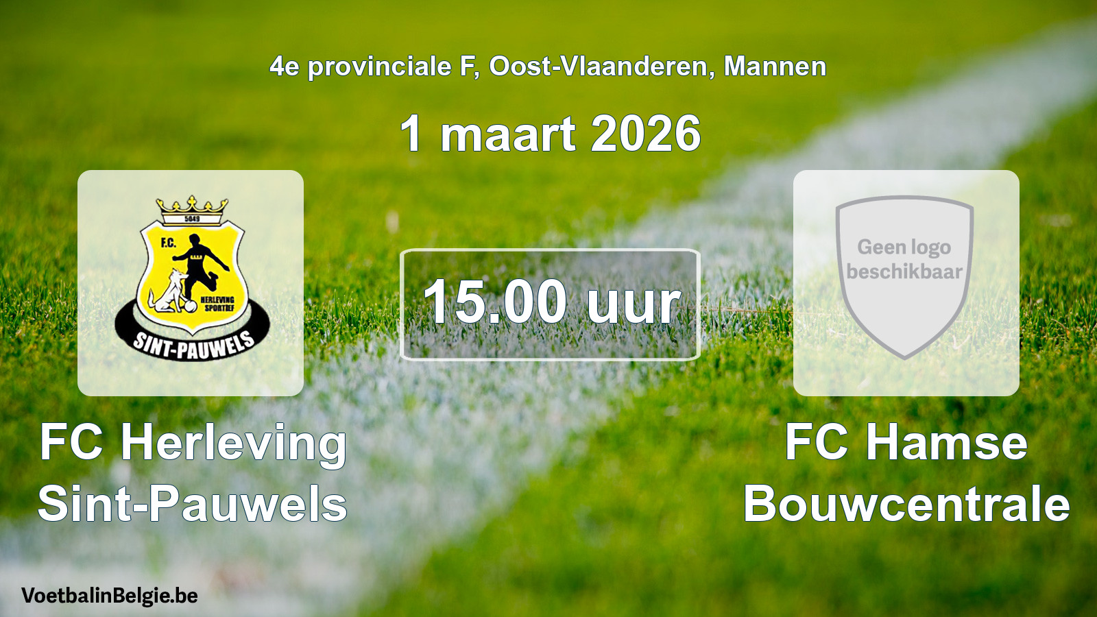 Scheduled match men football: FC Herleving Sint-Pauwels - FC Hamse Bouwcentrale (1 March 2026)
