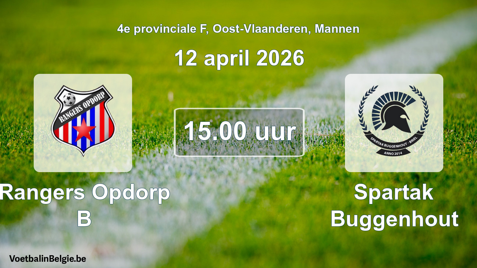 Scheduled match men football: Rangers Opdorp B - Spartak Buggenhout (12 April 2026)