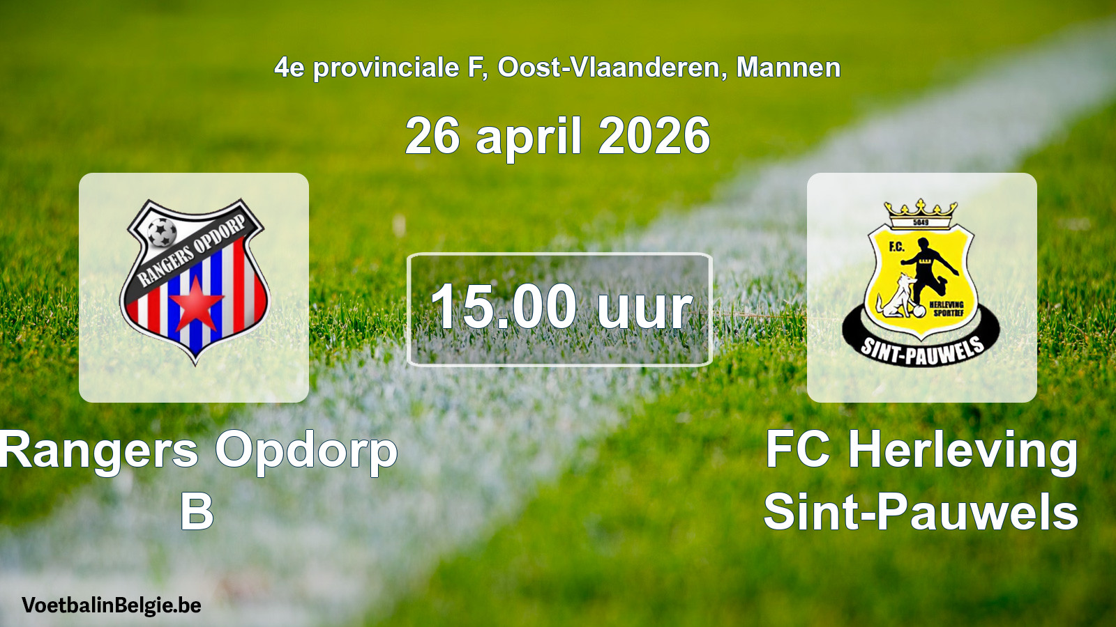 Scheduled match men football: Rangers Opdorp B - FC Herleving Sint-Pauwels (26 April 2026)