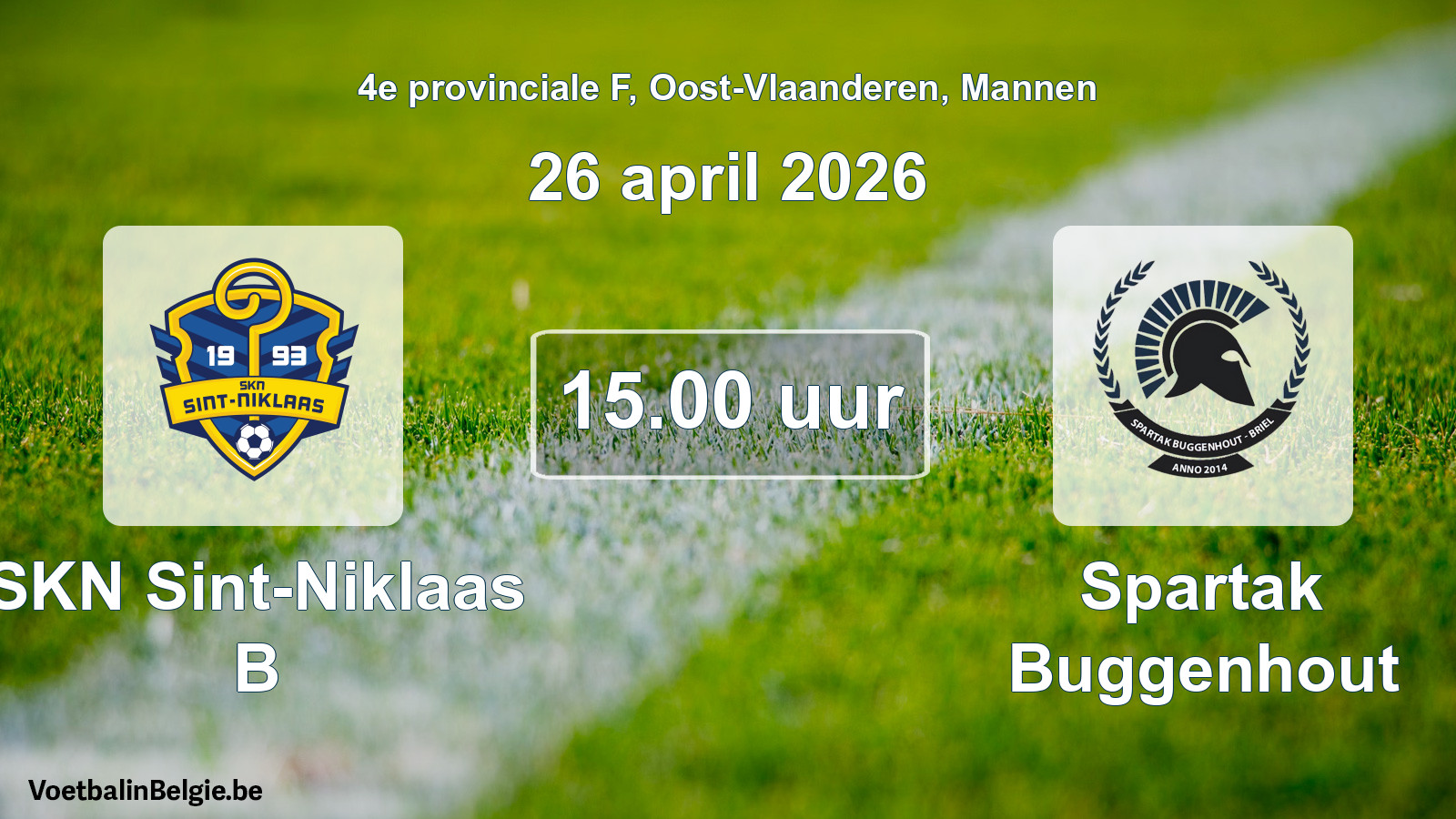 Scheduled match men football: SKN Sint-Niklaas B - Spartak Buggenhout (26 April 2026)