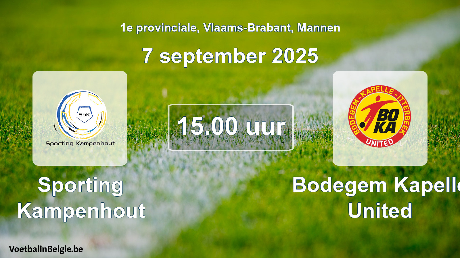 Scheduled match men football: Sporting Kampenhout - Bodegem Kapelle United (7 September 2025)