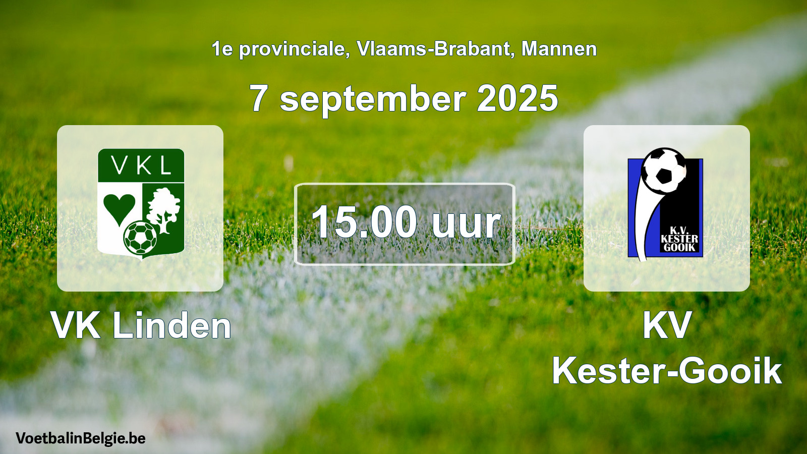 Geplantes Spiel männer-Fußball: VK Linden - KV Kester-Gooik (7 September 2025)