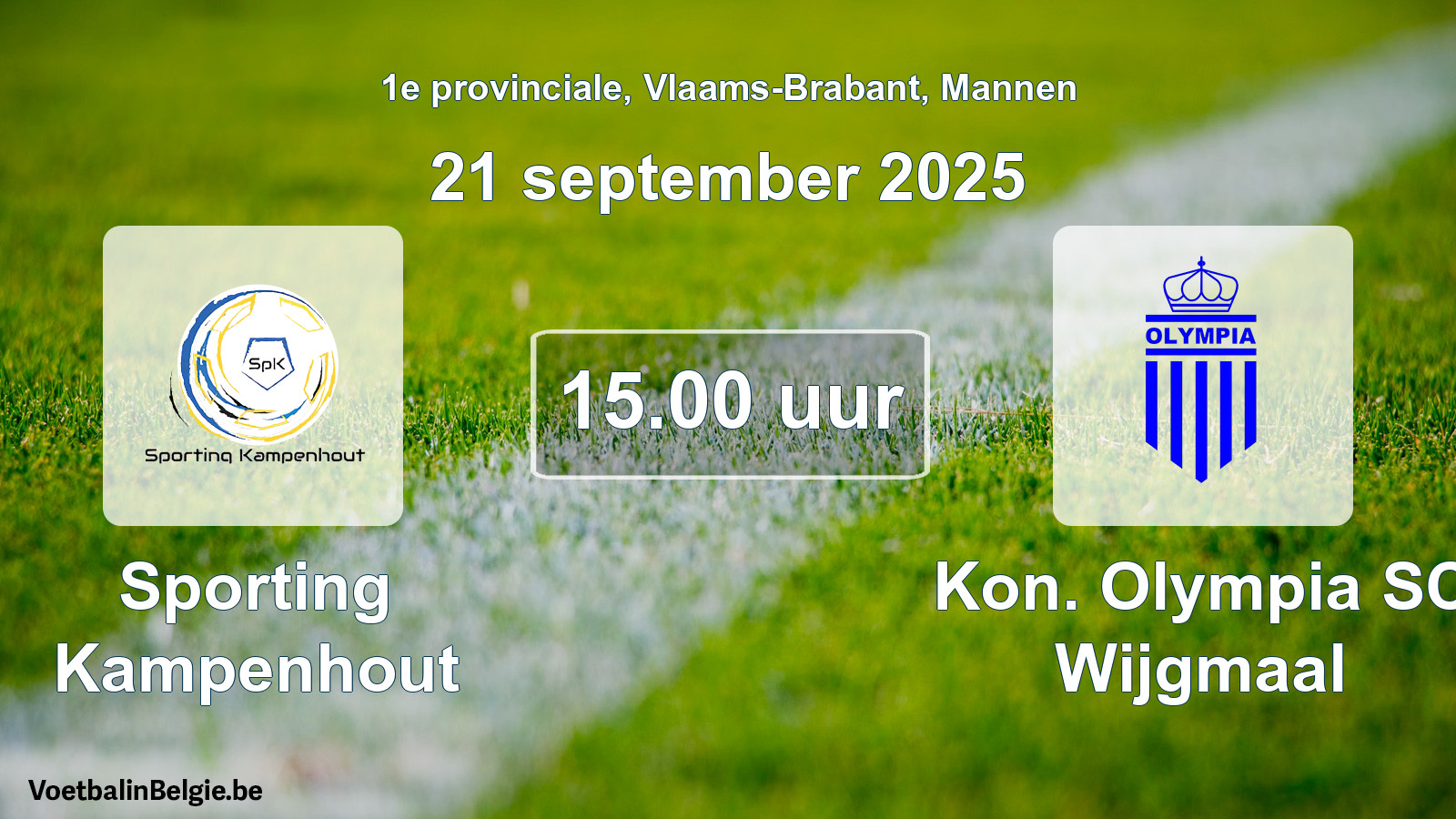 Scheduled match men football: Sporting Kampenhout - Kon. Olympia SC Wijgmaal (21 September 2025)