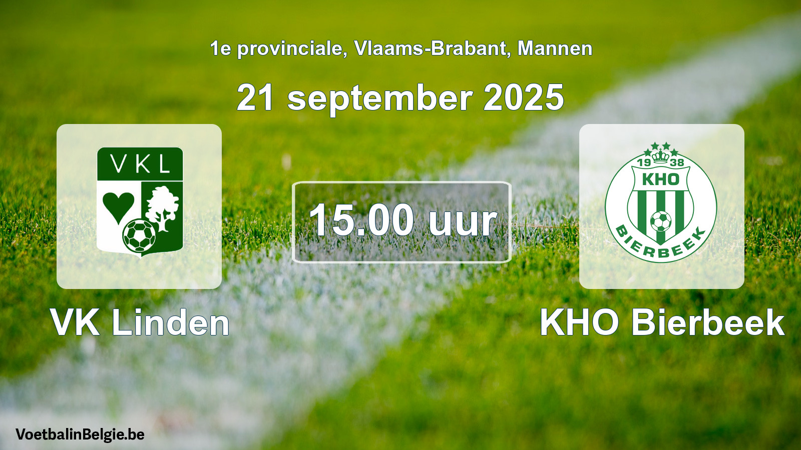Scheduled match men football: VK Linden - KHO Bierbeek (21 September 2025)
