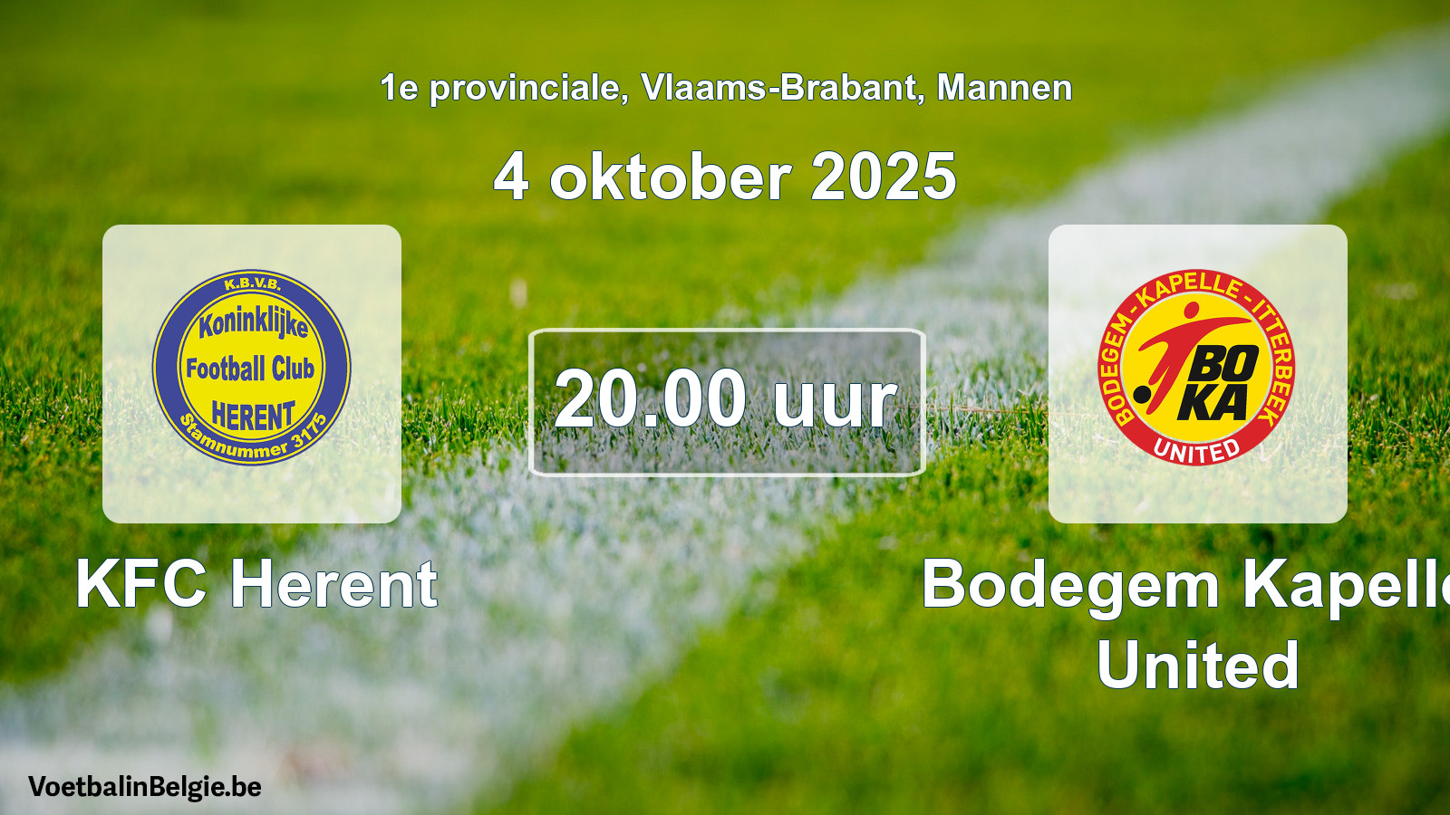 Scheduled match men football: KFC Herent - Bodegem Kapelle United (4 October 2025)