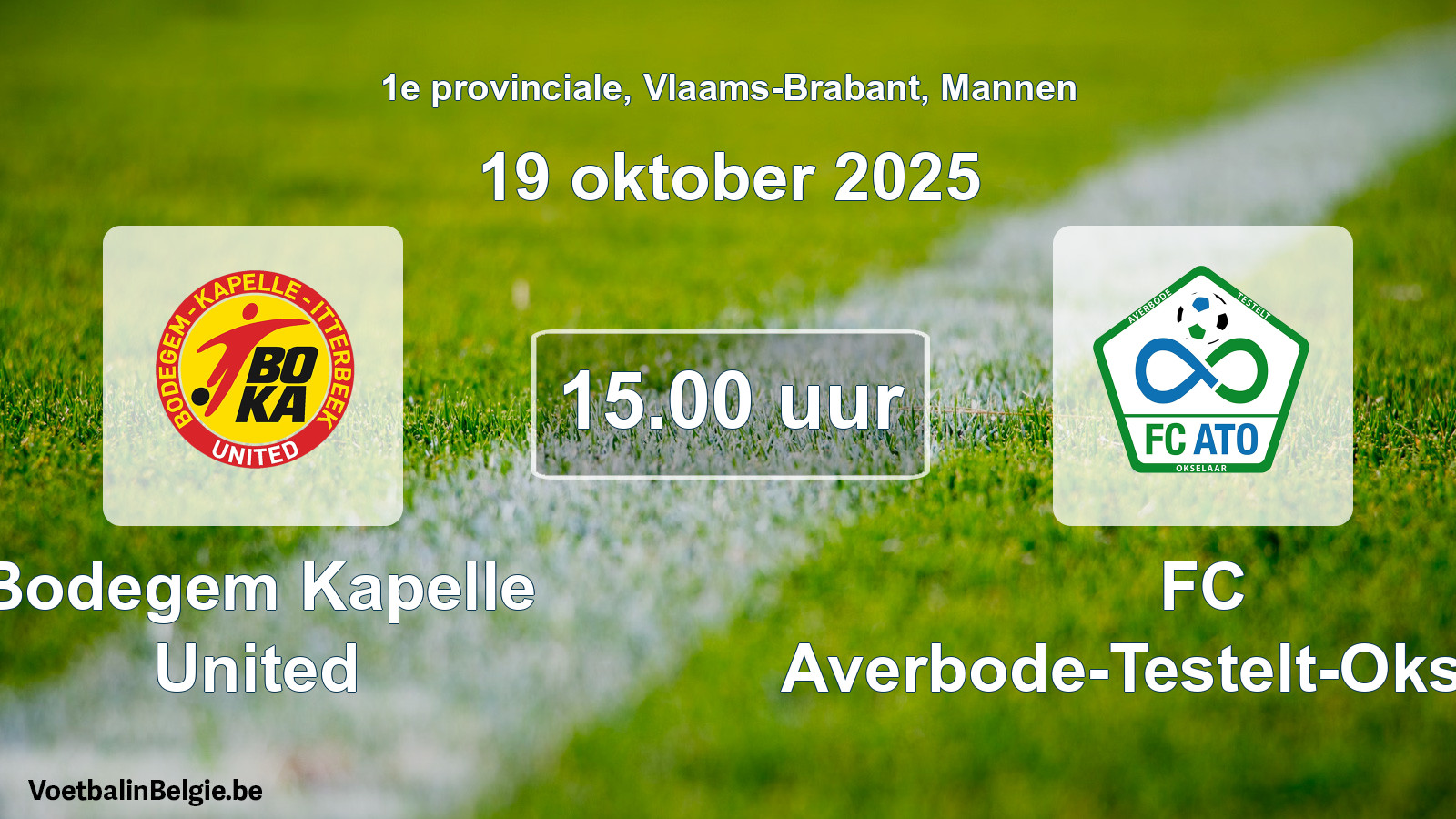 Scheduled match men football: Bodegem Kapelle United - FC Averbode-Testelt-Okselaar (19 October 2025)