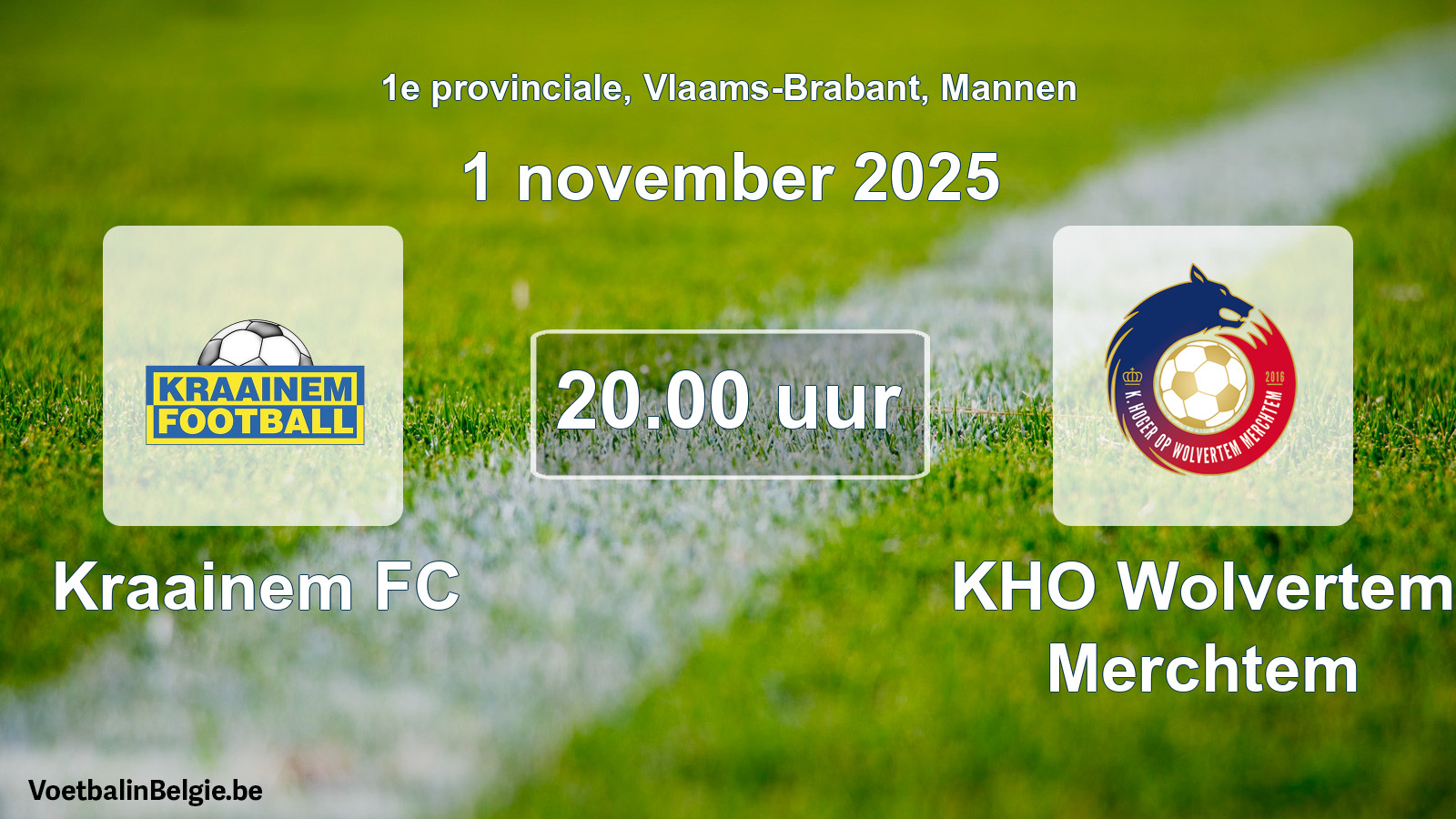 Scheduled match men football: Kraainem FC - KHO Wolvertem Merchtem (1 November 2025)