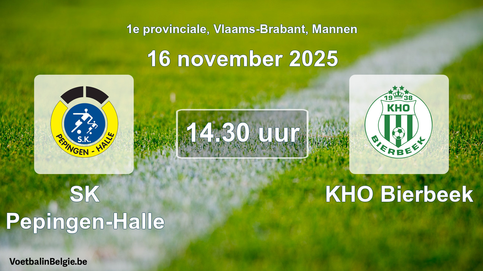 Scheduled match men football: SK Pepingen-Halle - KHO Bierbeek (16 November 2025)