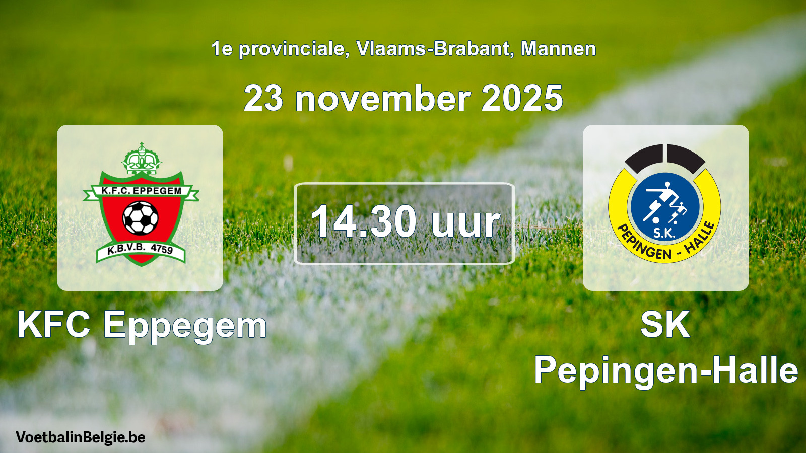 Geplande wedstrijd mannenvoetbal: KFC Eppegem - SK Pepingen-Halle (23 november 2025)