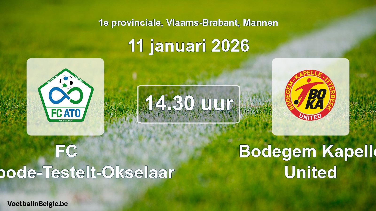 Scheduled match men football: FC Averbode-Testelt-Okselaar - Bodegem Kapelle United (11 January 2026)
