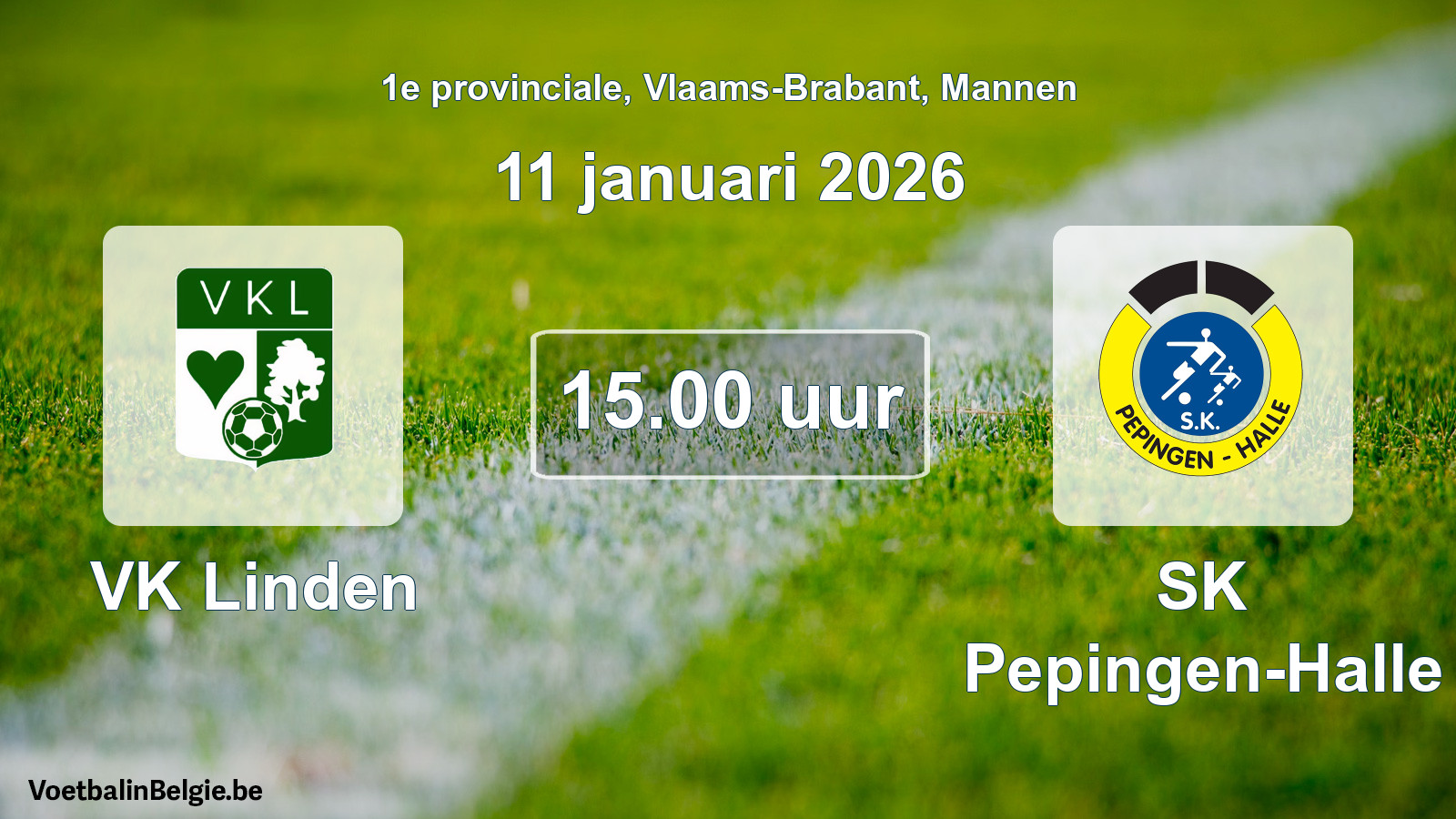 Geplande wedstrijd mannenvoetbal: VK Linden - SK Pepingen-Halle (11 januari 2026)