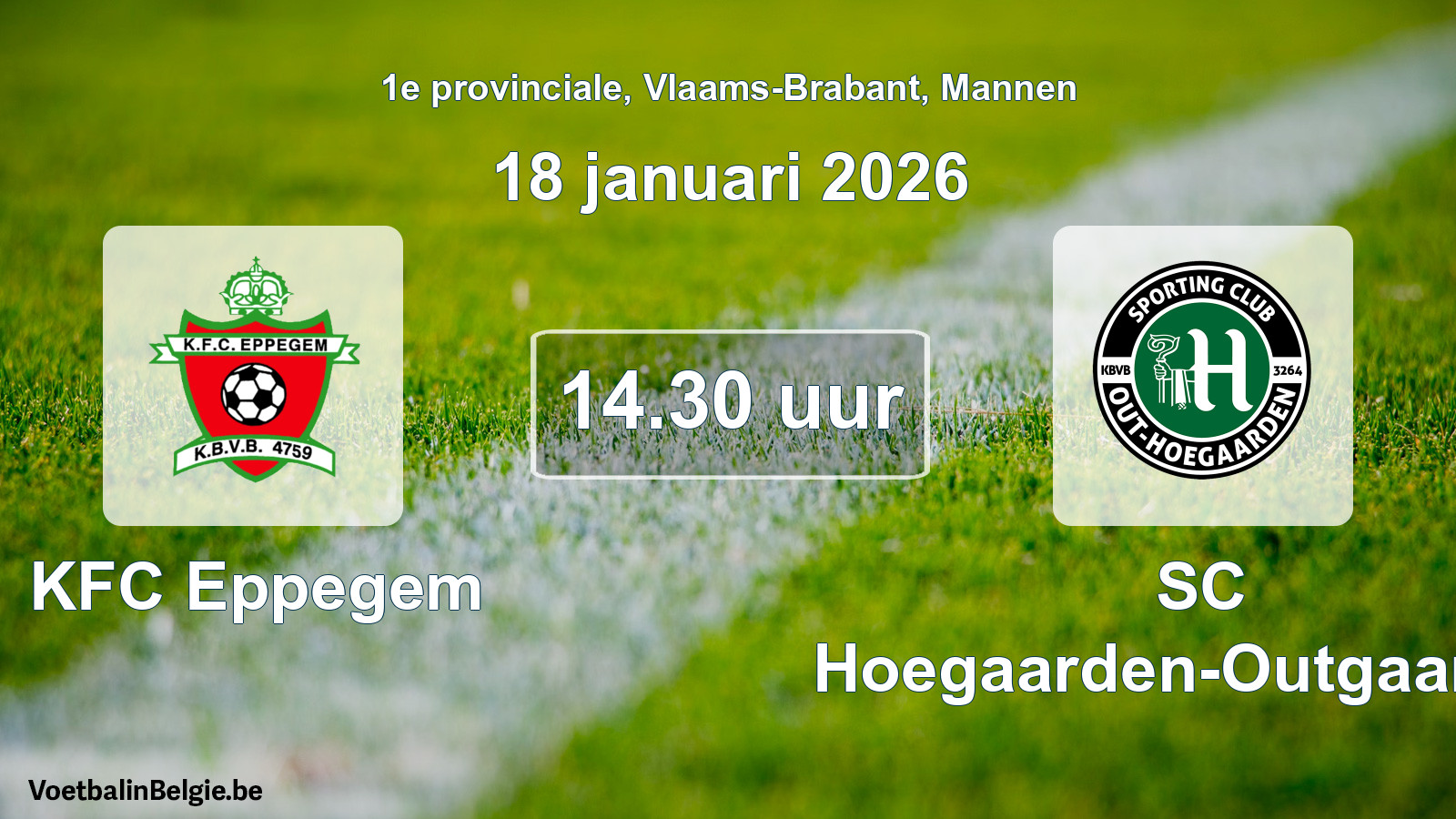 Geplantes Spiel männer-Fußball: KFC Eppegem - SC Hoegaarden-Outgaarden (18 Januar 2026)