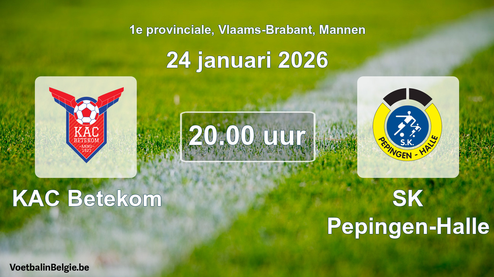 Geplantes Spiel männer-Fußball: KAC Betekom - SK Pepingen-Halle (24 Januar 2026)