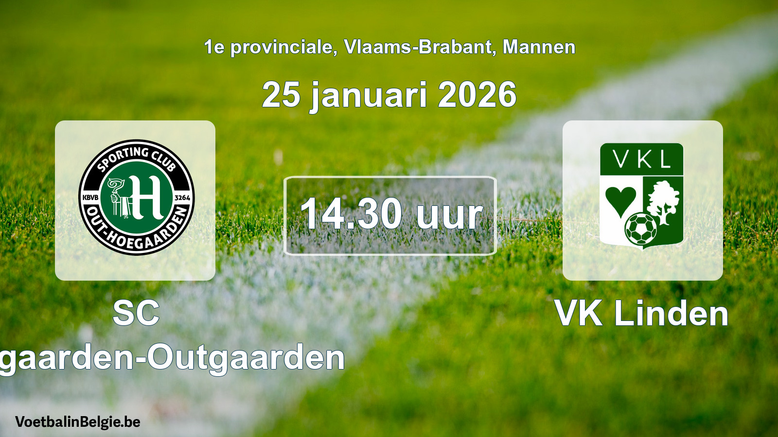 Geplantes Spiel männer-Fußball: SC Hoegaarden-Outgaarden - VK Linden (25 Januar 2026)