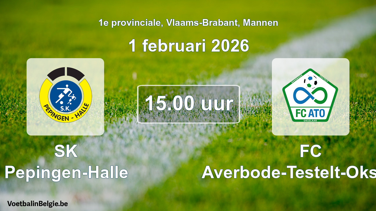 Scheduled match men football: SK Pepingen-Halle - FC Averbode-Testelt-Okselaar (1 February 2026)