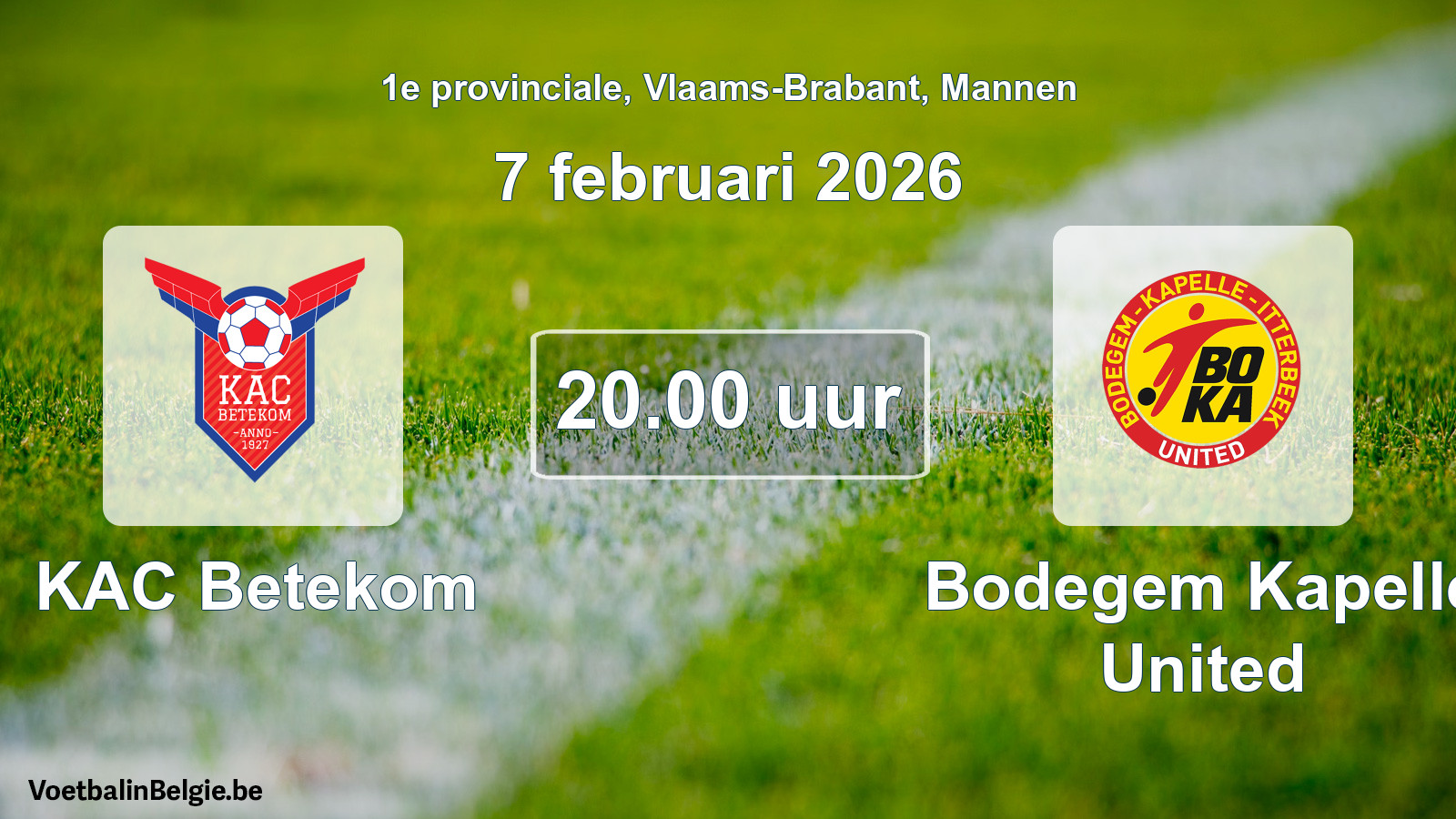 Scheduled match men football: KAC Betekom - Bodegem Kapelle United (7 February 2026)