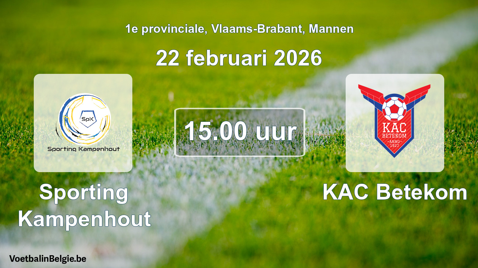 Scheduled match men football: Sporting Kampenhout - KAC Betekom (22 February 2026)