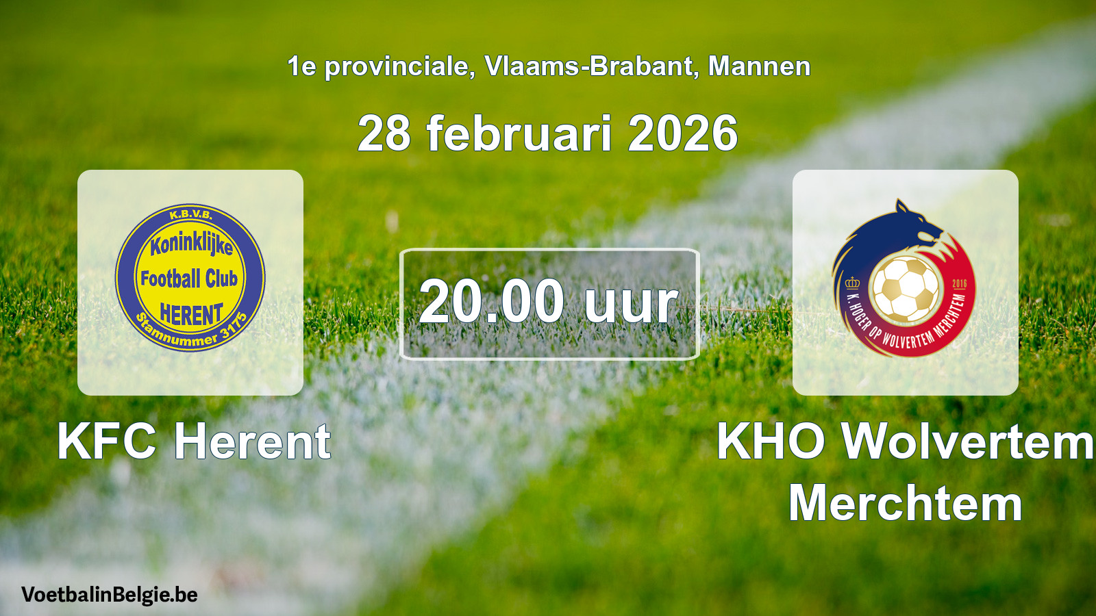 Scheduled match men football: KFC Herent - KHO Wolvertem Merchtem (28 February 2026)