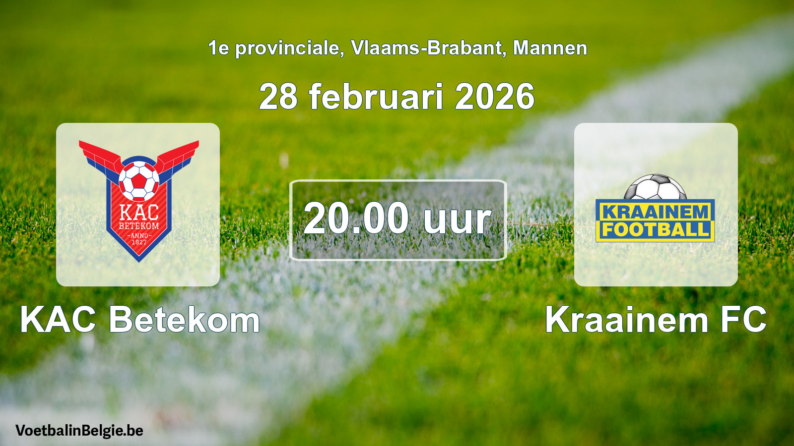Match prévu football hommes: KAC Betekom - Kraainem FC (28 février 2026)
