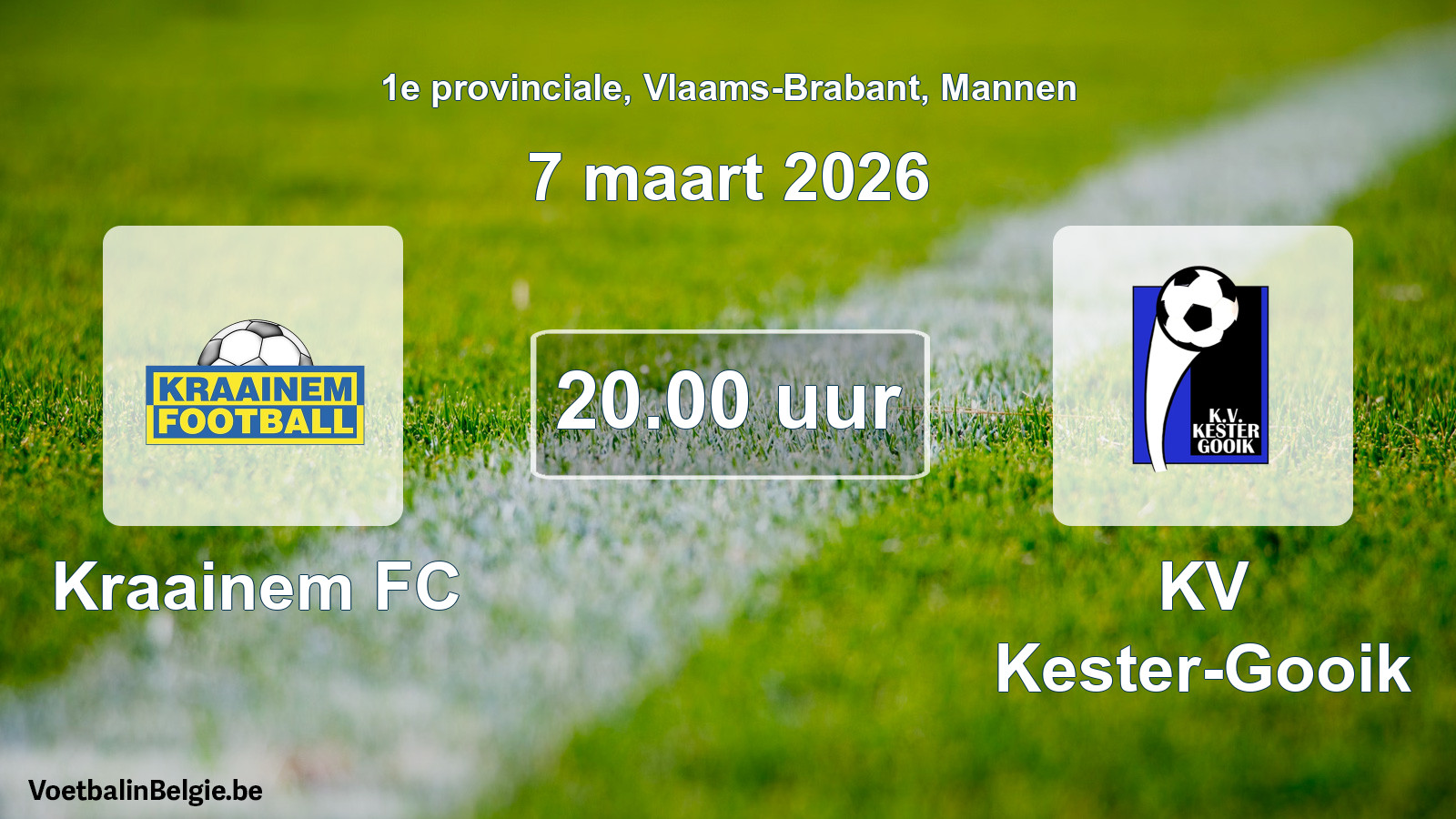 Scheduled match men football: Kraainem FC - KV Kester-Gooik (7 March 2026)