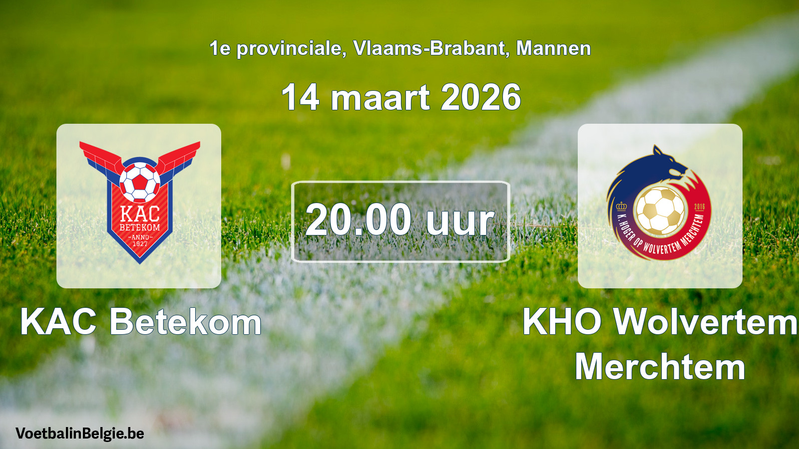 Geplande wedstrijd mannenvoetbal: KAC Betekom - KHO Wolvertem Merchtem (14 maart 2026)