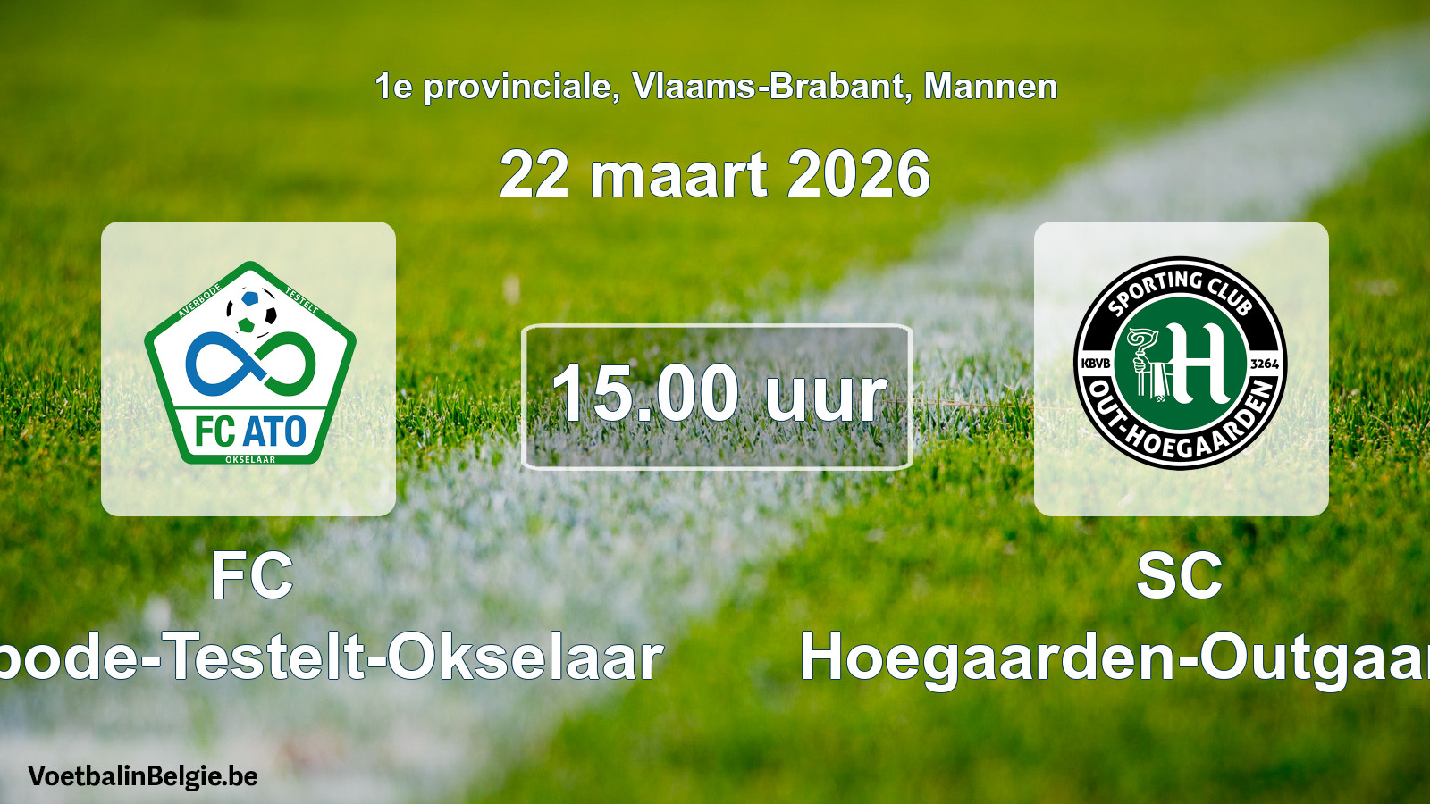 Geplande wedstrijd mannenvoetbal: FC Averbode-Testelt-Okselaar - SC Hoegaarden-Outgaarden (22 maart 2026)