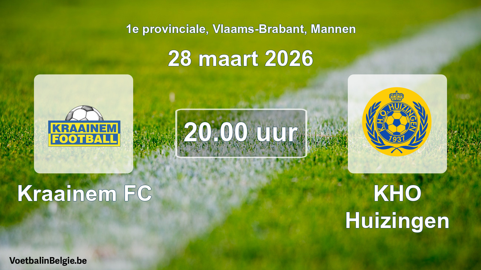 Scheduled match men football: Kraainem FC - KHO Huizingen (28 March 2026)