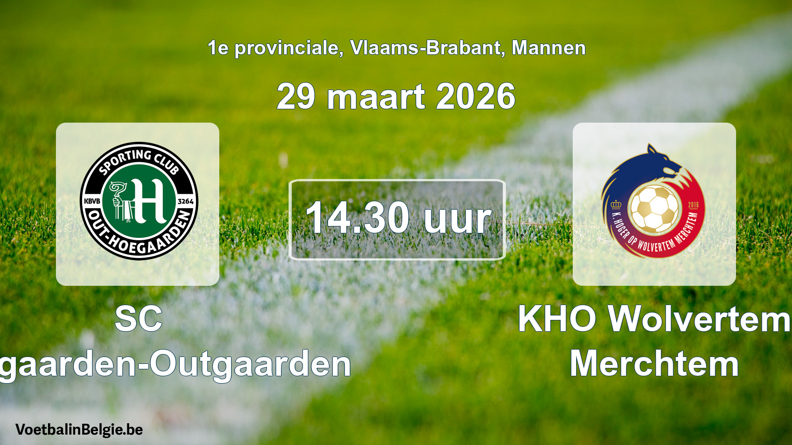 Geplande wedstrijd mannenvoetbal: SC Hoegaarden-Outgaarden - KHO Wolvertem Merchtem (29 maart 2026)