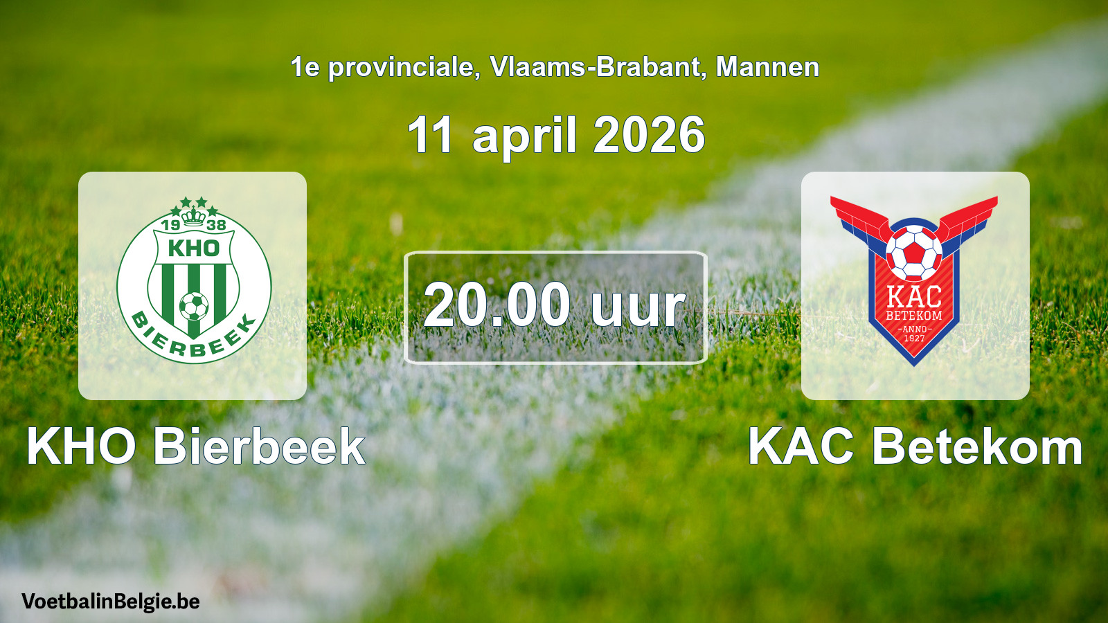 Scheduled match men football: KHO Bierbeek - KAC Betekom (11 April 2026)