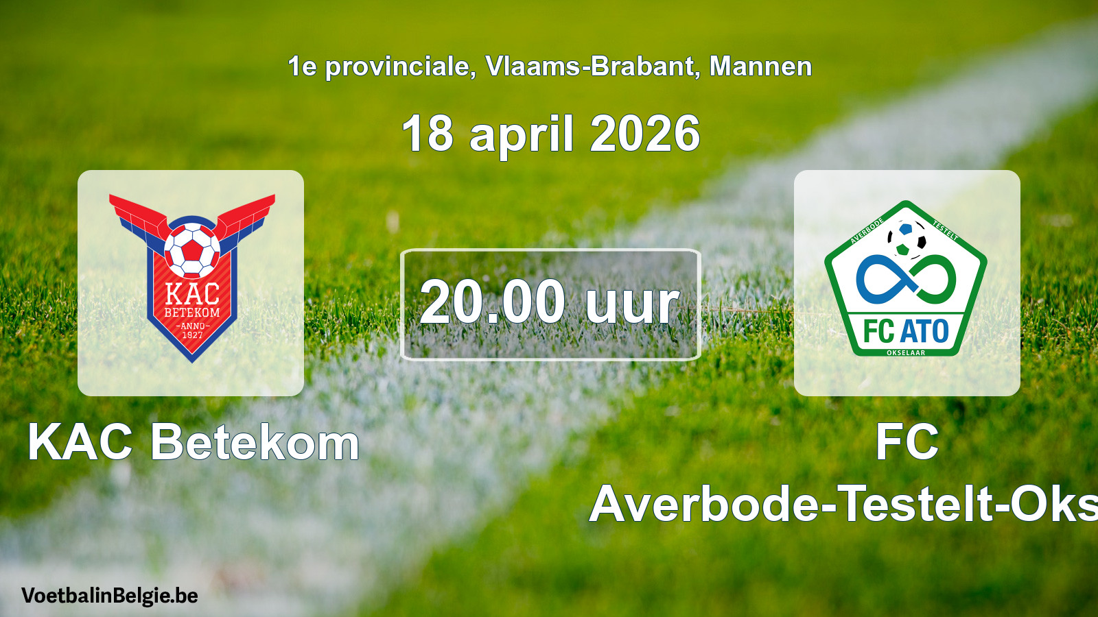 Geplande wedstrijd mannenvoetbal: KAC Betekom - FC Averbode-Testelt-Okselaar (18 april 2026)