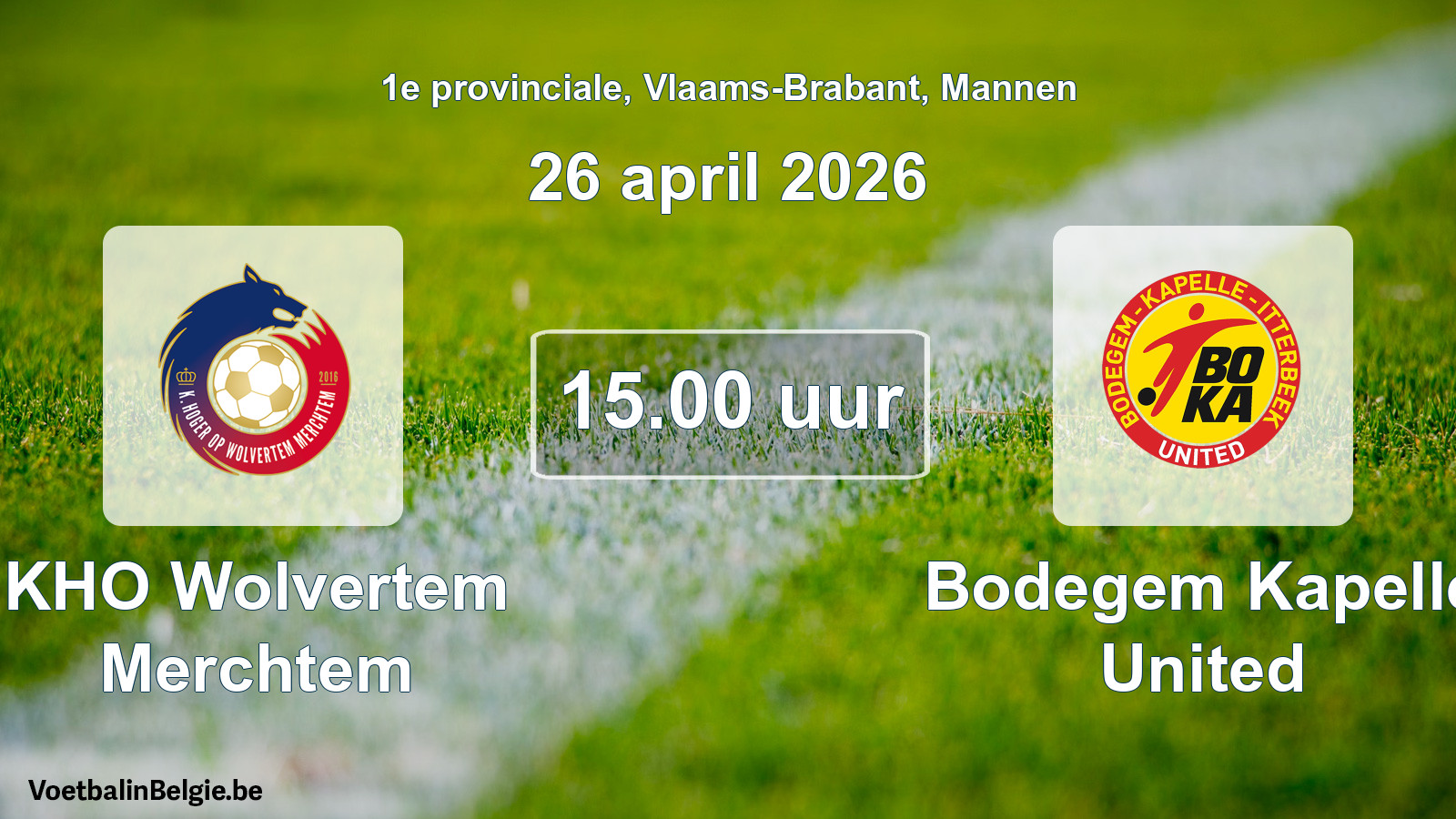 Scheduled match men football: KHO Wolvertem Merchtem - Bodegem Kapelle United (26 April 2026)