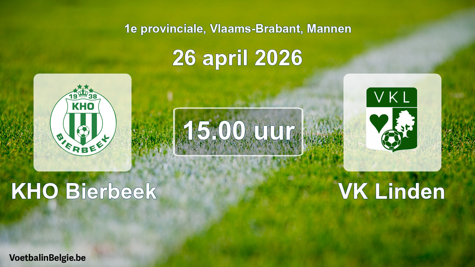 Scheduled match men football: KHO Bierbeek - VK Linden (26 April 2026)