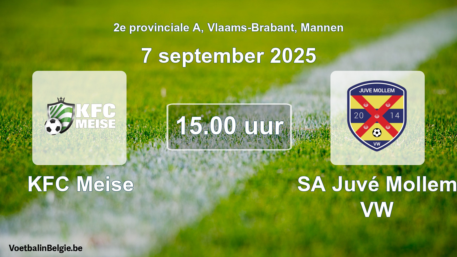 Scheduled match men football: KFC Meise - SA Juvé Mollem VW (7 September 2025)