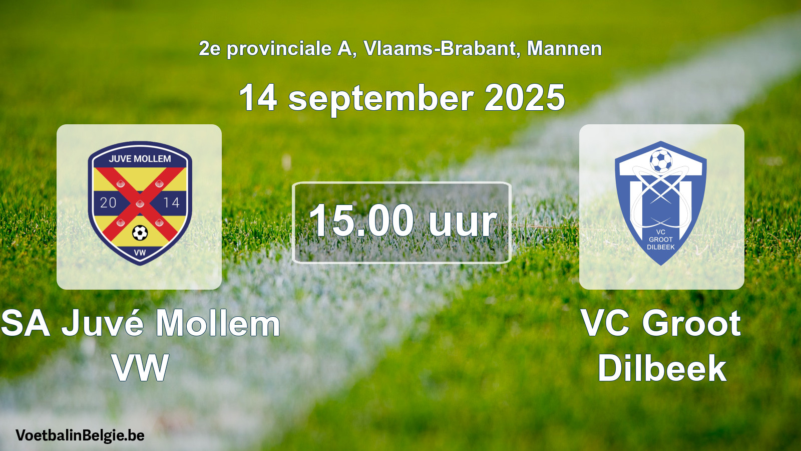 Scheduled match men football: SA Juvé Mollem VW - VC Groot Dilbeek (14 September 2025)