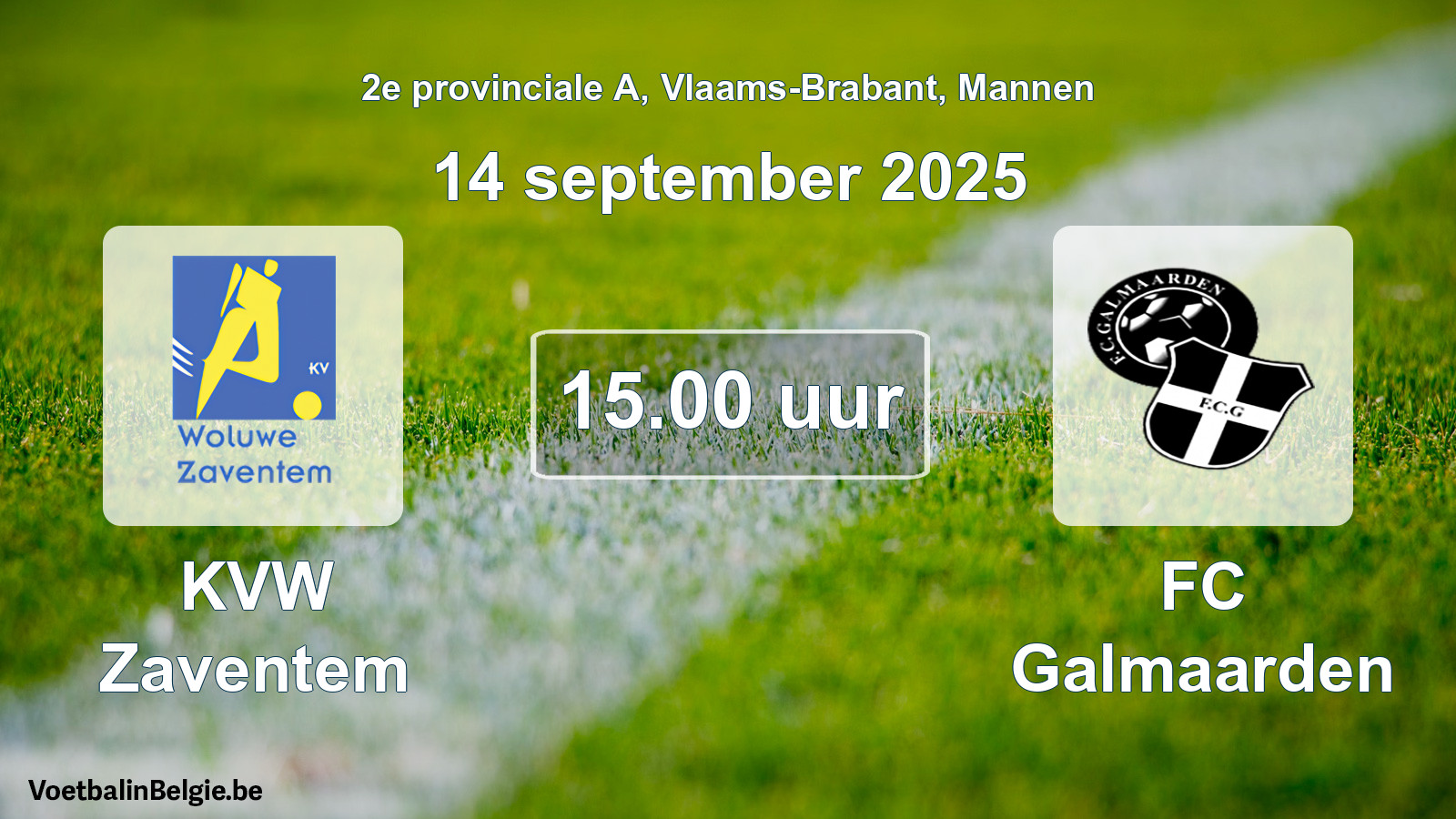 Geplantes Spiel männer-Fußball: KVW Zaventem - FC Galmaarden (14 September 2025)