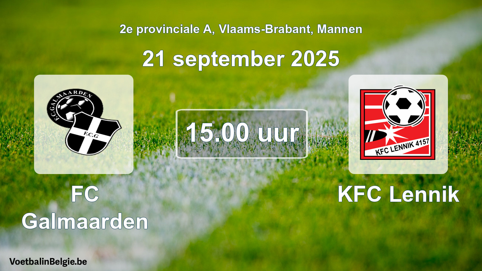 Scheduled match men football: FC Galmaarden - KFC Lennik (21 September 2025)