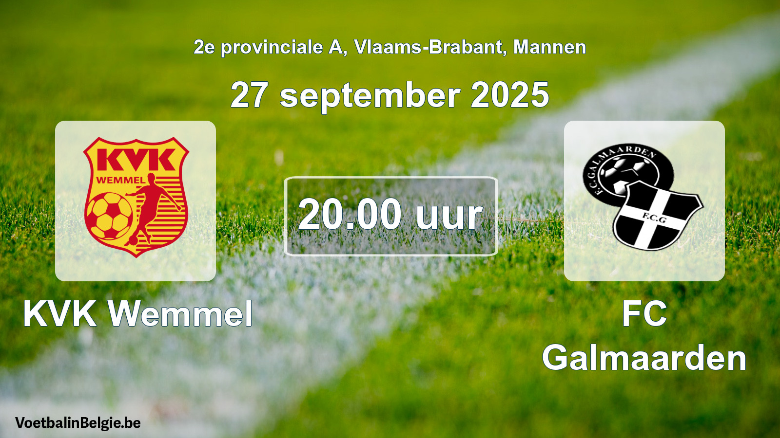 Geplande wedstrijd mannenvoetbal: KVK Wemmel - FC Galmaarden (27 september 2025)