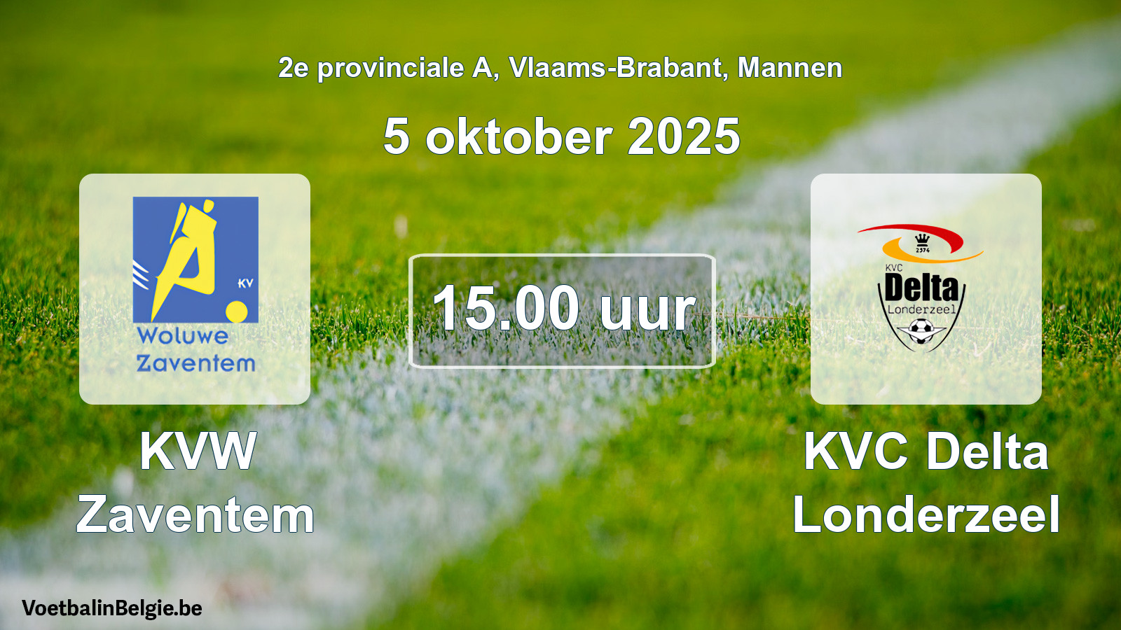 Scheduled match men football: KVW Zaventem - KVC Delta Londerzeel (5 October 2025)