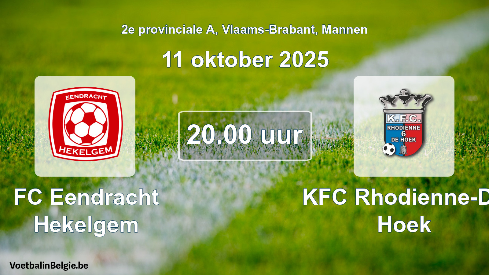 Geplande wedstrijd mannenvoetbal: FC Eendracht Hekelgem - KFC Rhodienne-De Hoek (11 oktober 2025)
