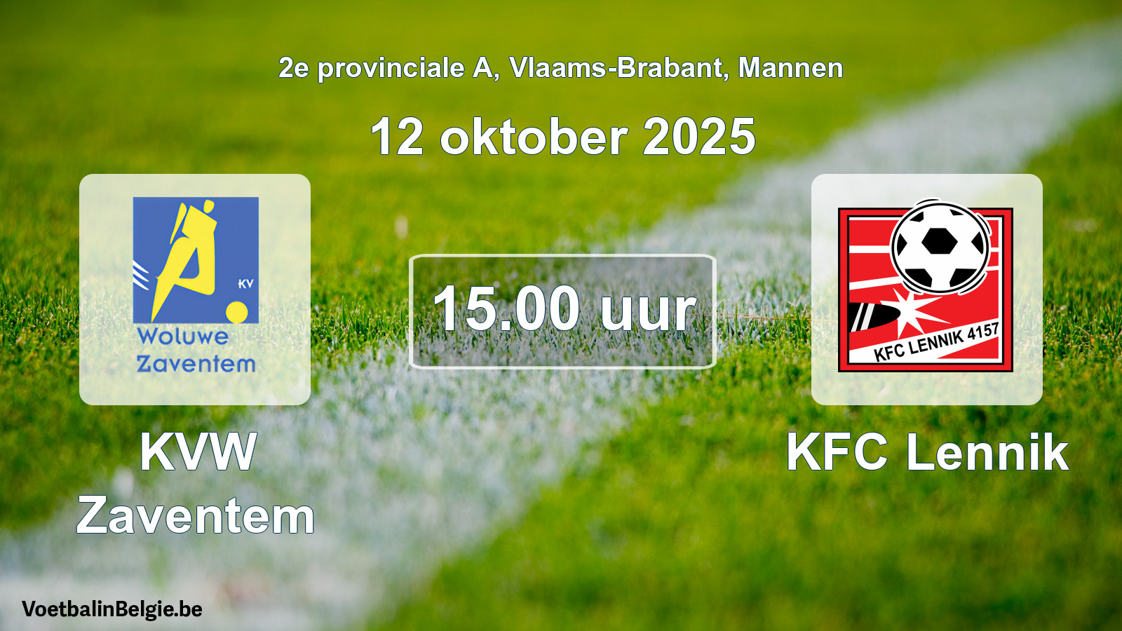 Scheduled match men football: KVW Zaventem - KFC Lennik (12 October 2025)