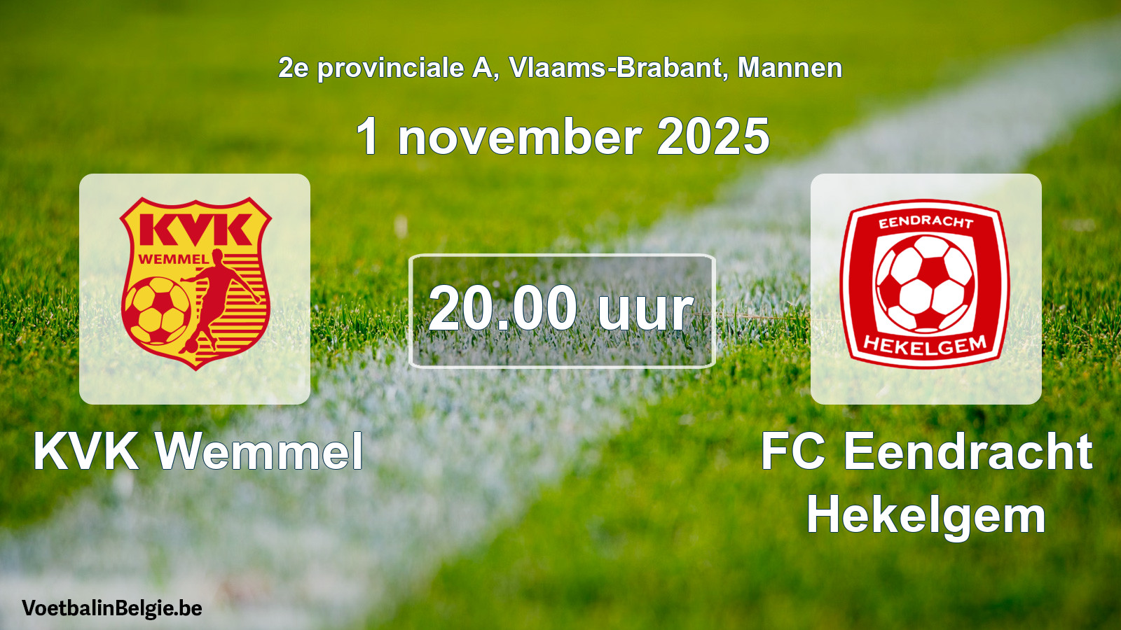 Scheduled match men football: KVK Wemmel - FC Eendracht Hekelgem (1 November 2025)