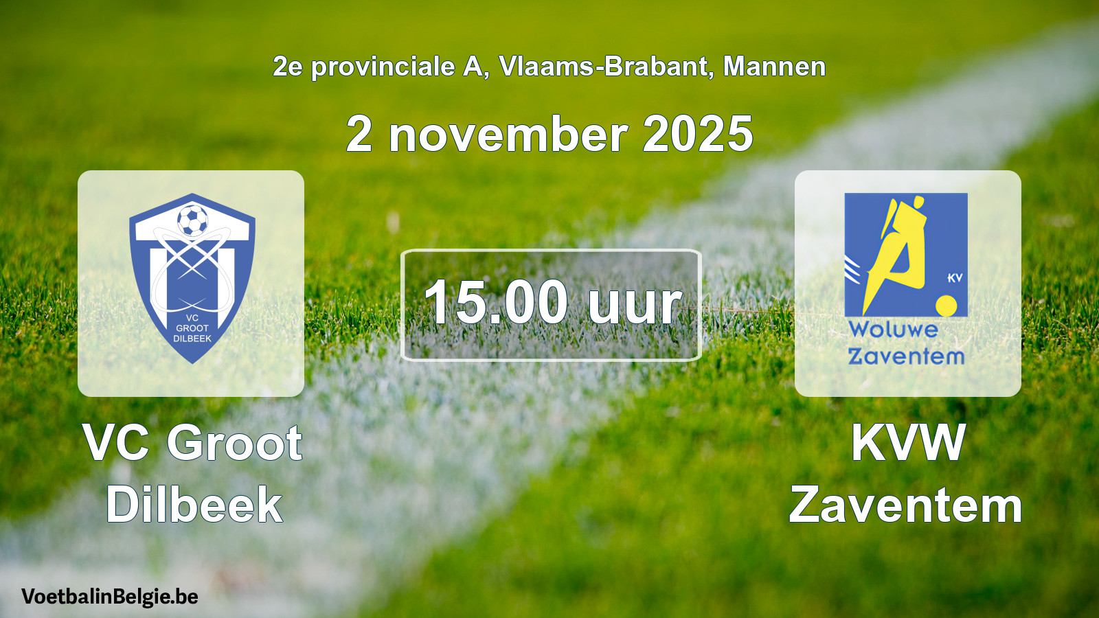 Scheduled match men football: VC Groot Dilbeek - KVW Zaventem (2 November 2025)