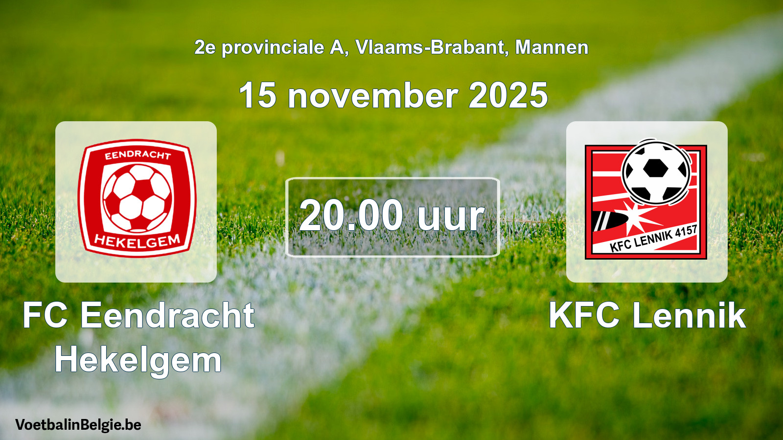 Scheduled match men football: FC Eendracht Hekelgem - KFC Lennik (15 November 2025)