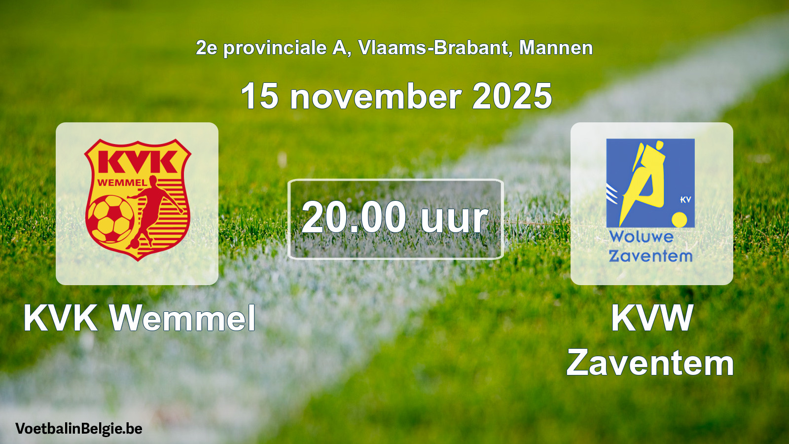 Scheduled match men football: KVK Wemmel - KVW Zaventem (15 November 2025)