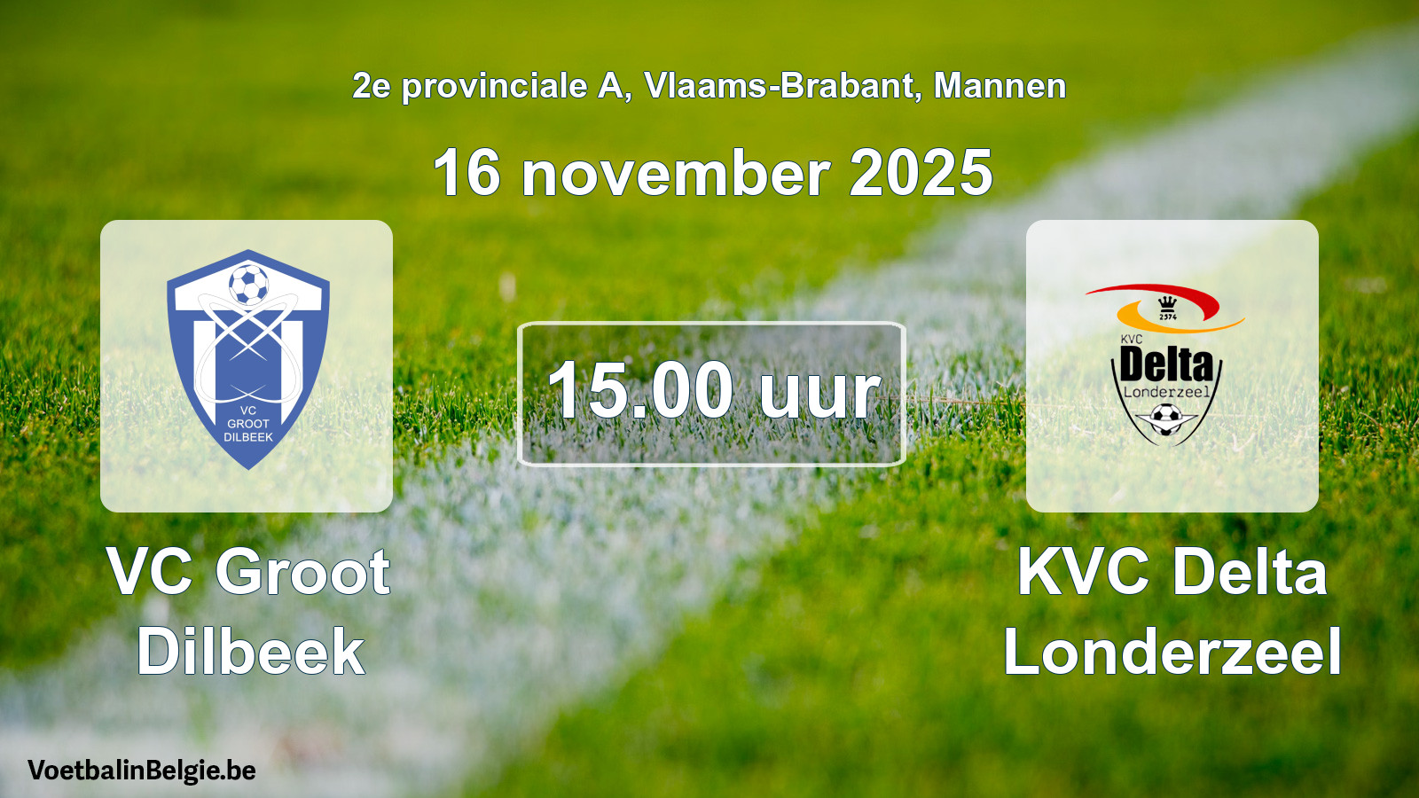 Scheduled match men football: VC Groot Dilbeek - KVC Delta Londerzeel (16 November 2025)