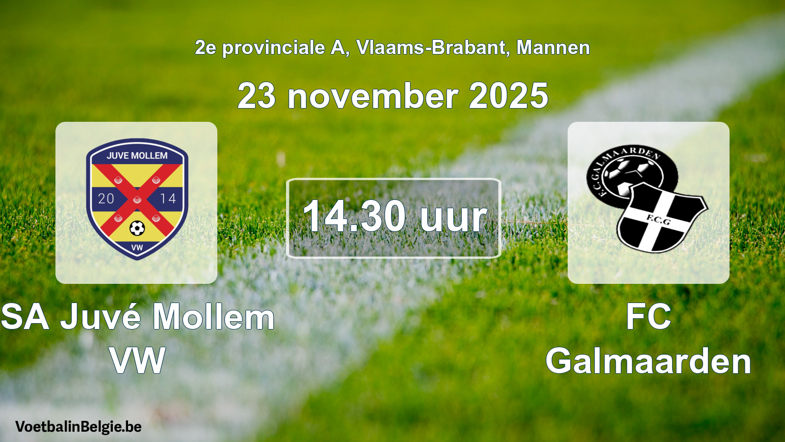 Scheduled match men football: SA Juvé Mollem VW - FC Galmaarden (23 November 2025)