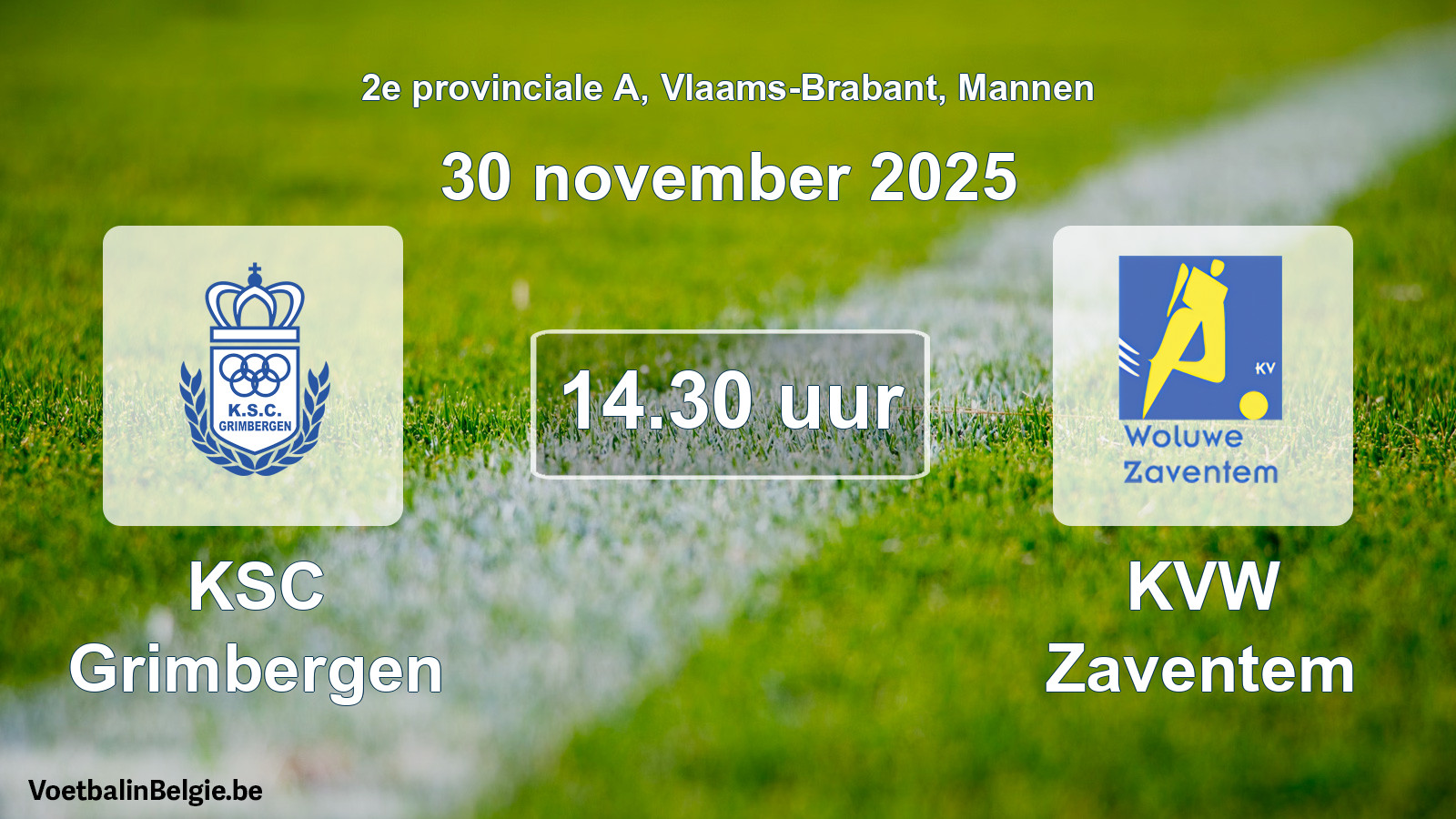 Scheduled match men football: KSC Grimbergen - KVW Zaventem (30 November 2025)