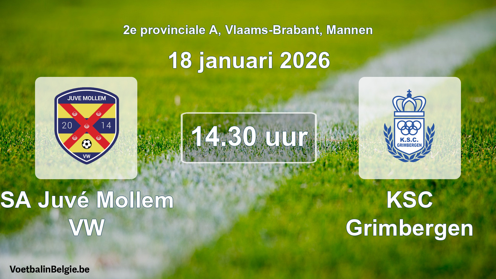 Scheduled match men football: SA Juvé Mollem VW - KSC Grimbergen (18 January 2026)
