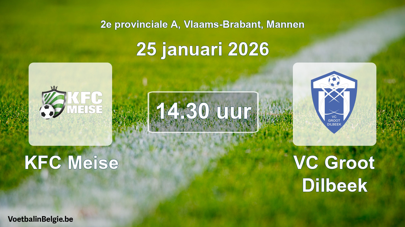 Scheduled match men football: KFC Meise - VC Groot Dilbeek (25 January 2026)