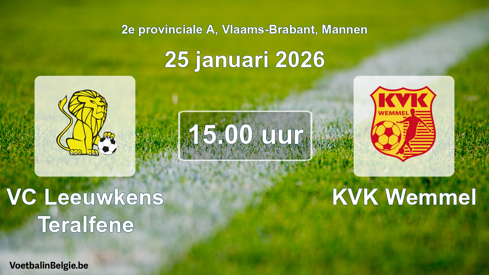 Scheduled match men football: VC Leeuwkens Teralfene - KVK Wemmel (25 January 2026)